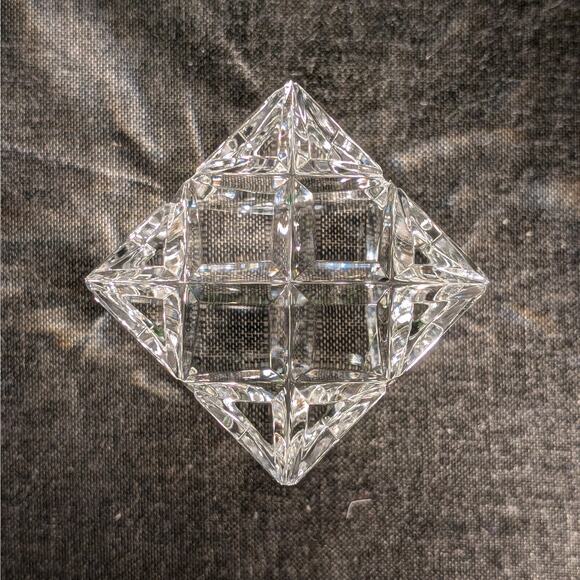 Large 4" Cube Vintage French Heavy Deep Cut Solid 24% Lead Crystal Paperweight - Picture 7 of 7